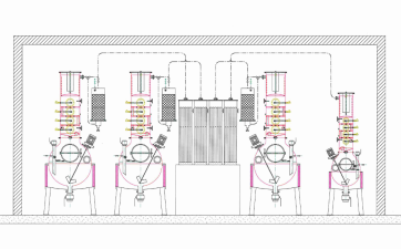Technische Zeichnung der Humbel-Brennapparate